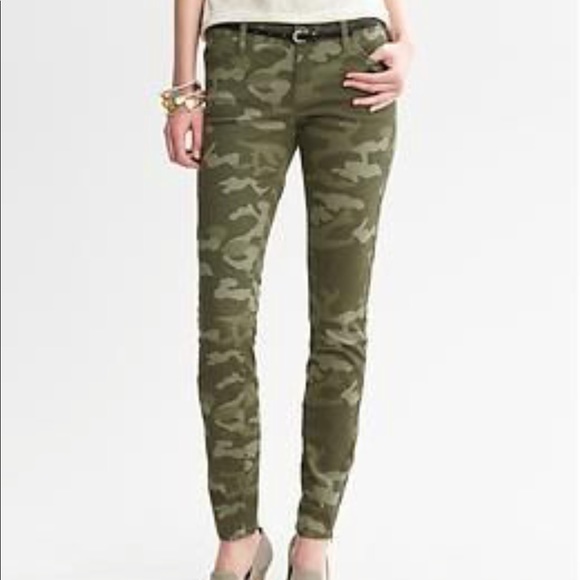 camo skinny jeans with ankle zipper